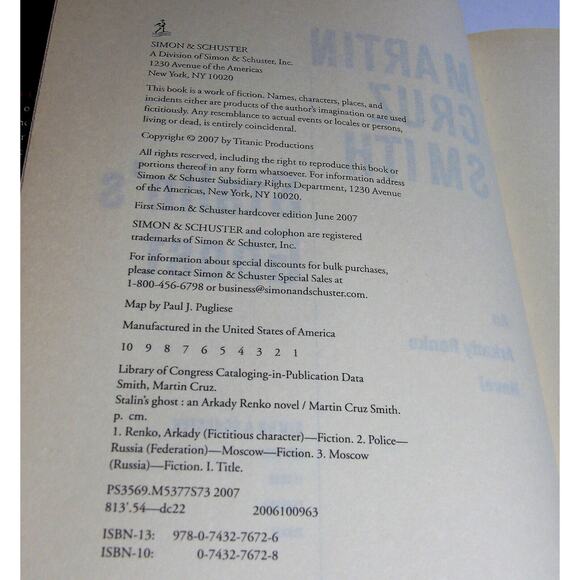 Stalins Ghost Hardcover Book Martin Cruz Smith 2007 First Edition 1st Printing - Picture 3 of 5